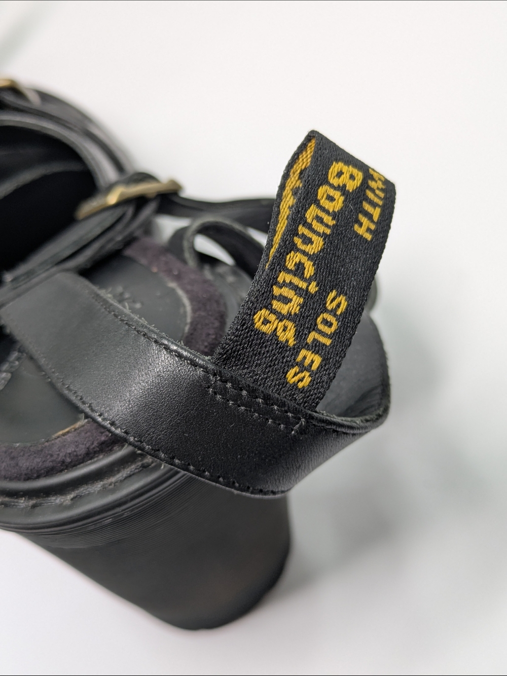 Black Chunky Heel Platform Sandals with Buckle - Picture 7 of 11